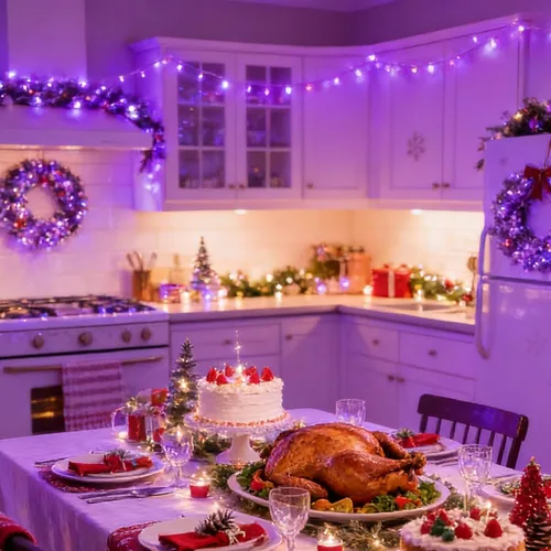 Miniatura 4 de LAMPHOME Luces decorativas de Navidad moradas, 150 luces, 31.9 pies, con certificación UL, juego de mini luces para exteriores, Halloween, hogar