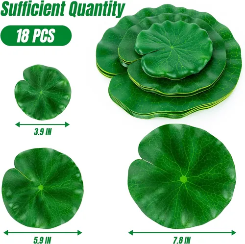 Miniatura 2 de RAINFLOW 18 almohadillas de lirio para estanques, plantas artificiales de estanque, flores flotantes para piscina, plantas de acuario, flor de loto