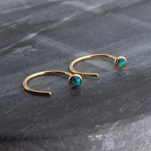 Miniatura 29 de Half Huggie Gold Hoop Earrings for Girls Women Tiny Cartilage Birthstone Stud Piercing Earring Hypoallergenic Earring Screw Back Dainty Hug Hoops