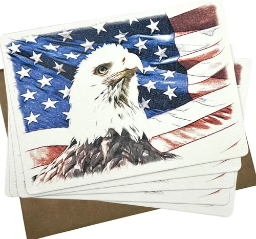 Miniatura 6 de Whitman and Daughter Tarjeta de felicitación patriótica (1 tarjeta de 5 x 7 pulgadas, en blanco), diseño de águila y bandera estadounidense
