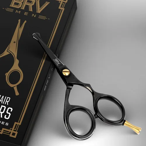 Miniatura 3 de BRV MEN Tijeras pequeñas de punta redondeada para hombres de 4.2 pulgadas Acero inoxidable de alto carbono Pelo de nariz para hombres Tijeras