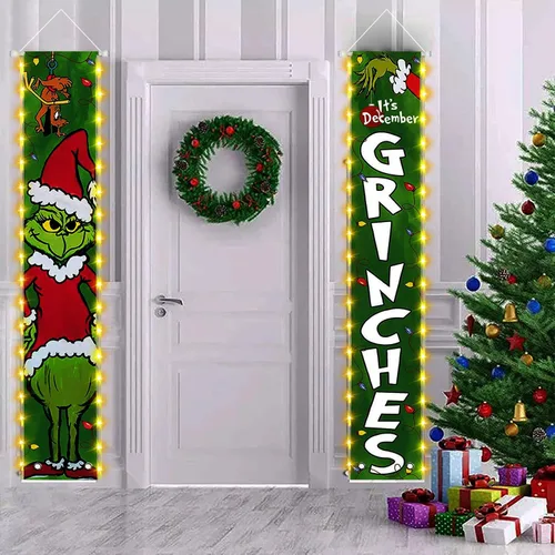 Miniatura 4 de Decoraciones LED navideñas. Este es el letrero de porche para diciembre. Pancartas colgantes para las fiestas interiores y exteriores del patio
