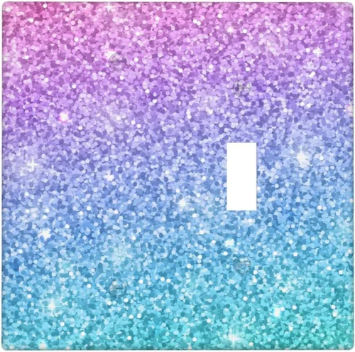 Miniatura 23 de Cubierta para interruptor de luz, placas de pared con purpurina rosa y azul, 1 banda, palanca individual de 4.5 x 2.76 pulgadas, 1 paquete