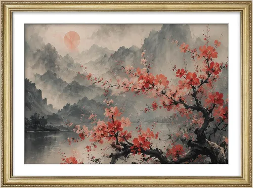 Miniatura 189 de MUDECOR Lienzo enmarcado prémium para pared, pinos nevados en bosque de invierno, ilustraciones modernas, arte contemporáneo, escénico, divertido
