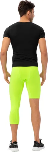 Miniatura 60 de Pantalones de compresión de 3/4 de una pierna para hombre, mallas de baloncesto atléticas para correr, leggings deportivos de capa base capri