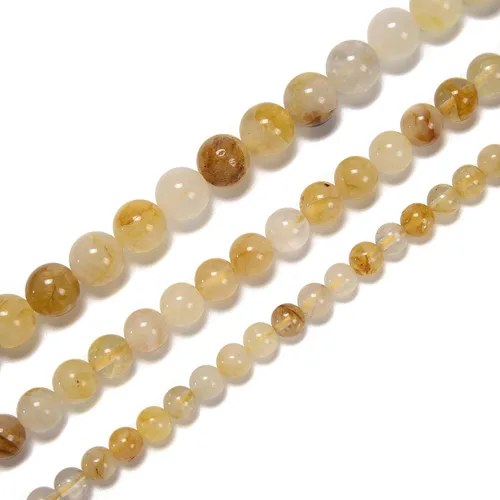 Miniatura 3 de JM Design Cuentas de cuarzo curandero dorado natural, cuentas redondas lisas de 0.315 pulgadas para hacer joyas, manualidades, pulseras, anillos