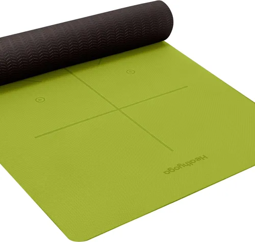 Miniatura 8 de Heathyoga Tapete de Yoga Antideslizante Ecológico, Sistema de Alineación Corporal, Material TPE Certificado por SGS - Superficie Texturizada Carbón