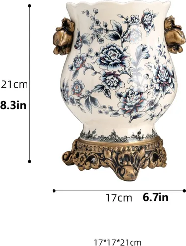 Miniatura 8 de Jarrón de cerámica alto para suelo, florero chino para decoración del hogar, florero japonés de 8.3 pulgadas, recipiente sofisticado para ramas