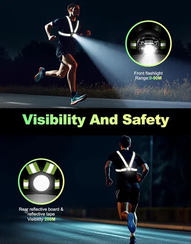 Miniatura 2 de ISEYOU Running Lights for Runners, 500 Lumens Running Light with 45° Adjustable Tilt, 360° Reflective Vest & IPX4 Waterproof Rechargeable Light Up