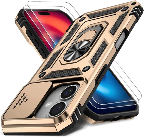 Miniatura 66 de Funda HakkTaoo para iPhone 13/iPhone 14 de 6.1 Pulgadas con Funda Deslizante para Cámara + Protector de Pantalla (2 Paquetes), Funda Protectora a