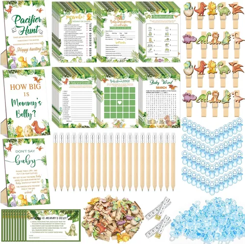 Miniatura 32 de Sherr 476 juegos florales de baby shower, 6 juegos de actividades, tarjeta floral, juego de caza de chupetes, 50 chupetes, qué tan grande es mamá