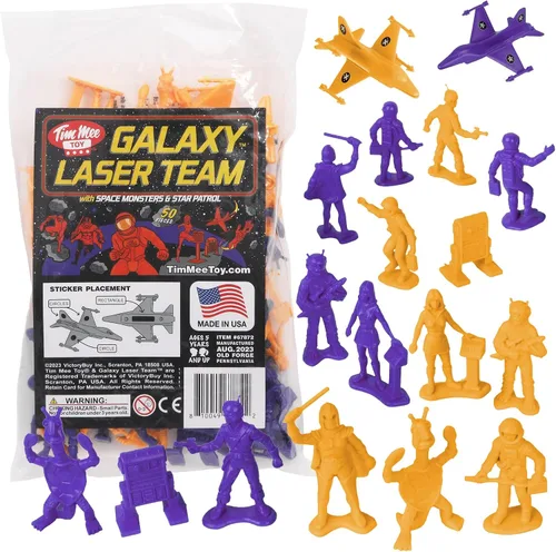 Miniatura 11 de TimMee Galaxy Laser Team Space Figuras – Negro vs Plata 50 piezas – Hecho en Estados Unidos