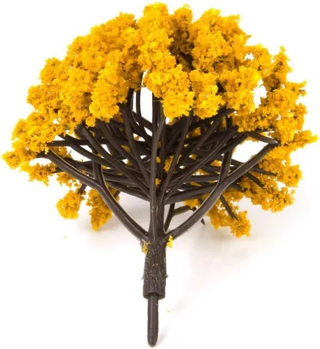 Miniatura 5 de 20 piezas de árboles modelo de plástico falsos árboles de tren paisaje ferroviario para bricolaje micro paisaje bonsái 3CM-8CM (naranja)