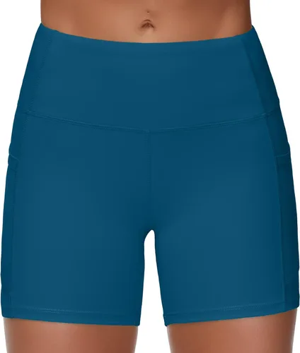 Miniatura 4 de THE GYM PEOPLE - Pantalones cortos de yoga para mujer, con cintura alta, control de abdomen y bolsillos profundos, para gimnasia, entrenamiento