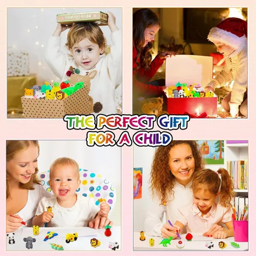 Miniatura 9 de URSKYTOUS 130 piezas Borradores de animales para niños, mascotas de escritorio, borradores de lápices, rompecabezas 3D, mini, a granel, lindos