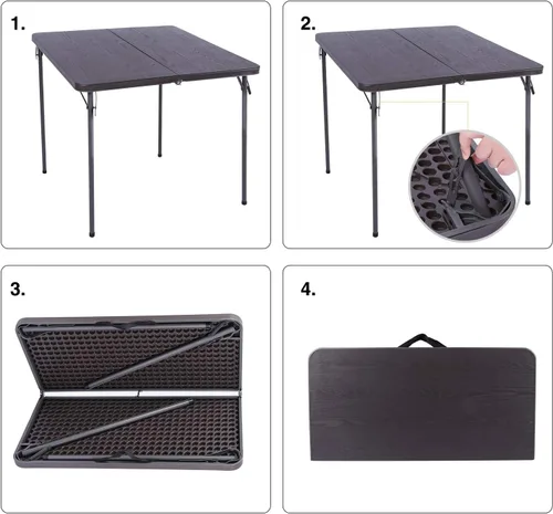 Miniatura 5 de REDCAMP Mesa plegable cuadrada de 34 pulgadas con parte superior de resina, mesas de tarjetas pequeñas plegables portátiles con patas plegables