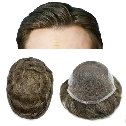 Miniatura 68 de Sistema de cabello para hombres, pieza de cabello humano real, tupé para hombres, encaje suizo para hombre, nudo blanqueado para hombre, tupé