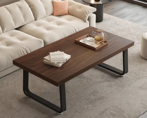 Miniatura 13 de HSH - Mesa de café rústica de nogal, mesa central moderna, mesa de café rectangular industrial para sala de estar, mesa de té simple de madera