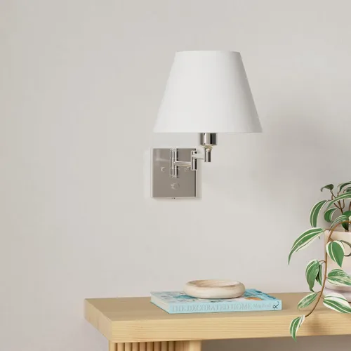 Miniatura 2 de TRLIFE Aplique de pared enchufable, juego de 2 lámparas de pared regulables con brazo oscilante de níquel cepillado, cable de enchufe y interruptor