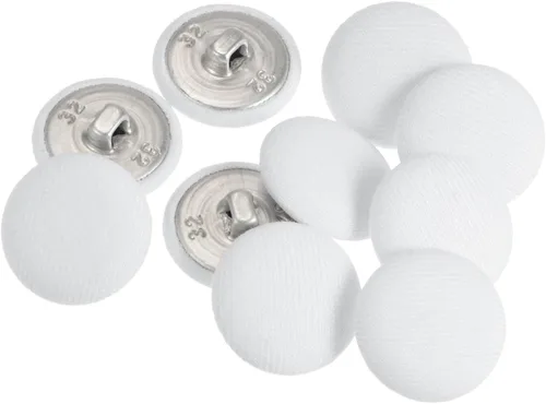 Miniatura 50 de HARFINGTON 10 botones de tela de 24L cubiertos de tela de 0.59 pulgadas, vástago de metal, botones de costura redondos para trajes, blusas de Azul