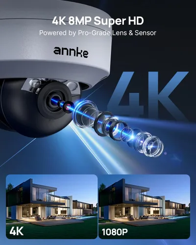 Miniatura 5 de ANNKE Cámara de seguridad C800 4K 8MP PoE con foco de visión nocturna a color, detección de vehículos y humanos AI, grabación 24/7 con audio, IP67