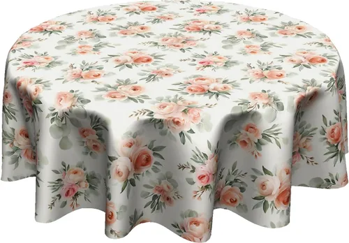 Miniatura 23 de Fall Tablecloth Round 60 Inch Autumn Thanksgiving Table Cloths Circle Pumpkin Buffalo Plaids Table Cloth Rustic Farmhouse Tablecloth for Holiday