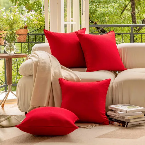 Miniatura 5 de Demetex Fundas de almohada de exterior de 16 x 16 pulgadas, impermeables, fundas de almohada decorativas de lino para sala de estar, balcón, jardín