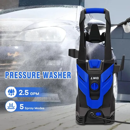 Miniatura 2 de Lavadora a presión, lavadora eléctrica con 4 boquillas de conexión rápida, 1 cañón de espuma, máquina de limpieza de alta presión para automóviles