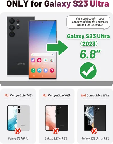 Miniatura 2 de OCASE Funda compatible con Galaxy S23 Ultra 5G, funda de piel sintética con tapa y soporte para tarjetas con bloqueo RFID