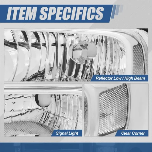 Miniatura 3 de Auto Dynasty Conjunto de faros delanteros halógenos compatible con Ford F250 F350 F450 F550 Super Duty 2005 2006 2007, lado del conductor y del Cromo