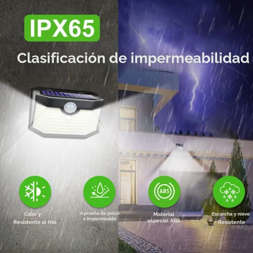 Miniatura 5 de HMCITY 120 luces LED solares para exteriores con sensor de movimiento y 3 modos de iluminación, IP65 impermeables, luces solares de pared anchas