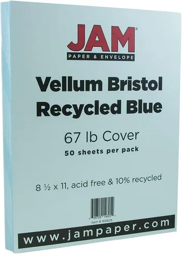 Miniatura 2 de JAM PAPER Vellum Bristol Cartulina de 65 lb - 8.5 x 11 Coverstock - 147 gsm - Azul - 50 Hojas/Paquete