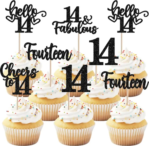Miniatura 75 de 30 piezas de adornos para cupcakes de 12 cumpleaños feliz, brillantes doce, hola 12, felicitaciones a 12 años, adornos para cupcakes, 12