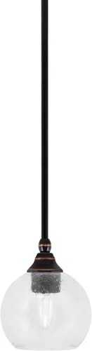 Miniatura 158 de Toltec Lighting Tallo Colgado Mini colgante, acabado de cobre negro, 3.5" cuadrado humo burbuja vidrio