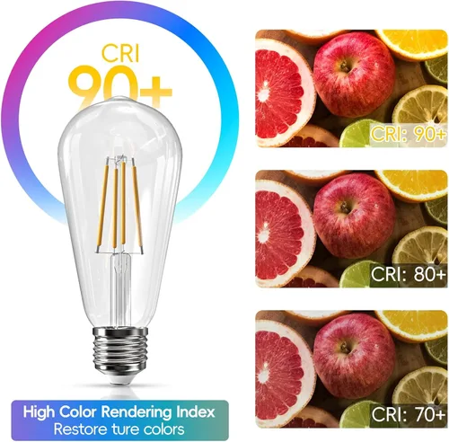 Miniatura 6 de Jensense Edison - Bombillas LED E26 de 6 W, equivalente a 60 W, bombillas LED vintage CRI90+ ST19, bombillas transparentes regulables, 2700 K, 2700K