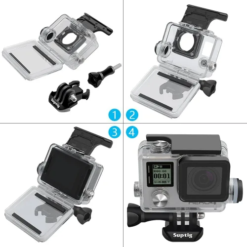 Miniatura 2 de Suptig Funda impermeable para GoPro Hero 4 Hero 3+ Hero 3 Cámara de acción para carga subacuática impermeable 131 pies (131.2 ft)