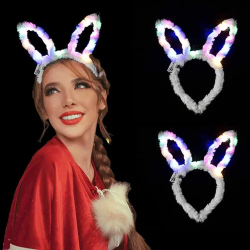 Miniatura 7 de Werhonton Light Up Headbands LED Bunny Ears Head bands Luminous Headdress Party Hair Accessories for Women and Girls (2pcs)