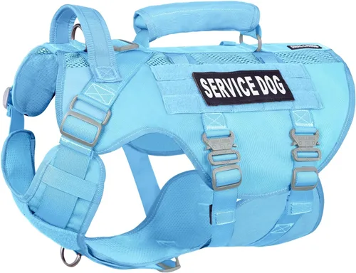 Miniatura 9 de Chaleco de servicio para perros grandes, arnés táctico marrón con Molle militar, malla transpirable y hebilla de metal de 1.49 oz - Talla M