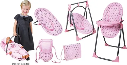 Miniatura 5 de Lissi Juego de silla alta convertible 6 en 1 de muñeca bebé