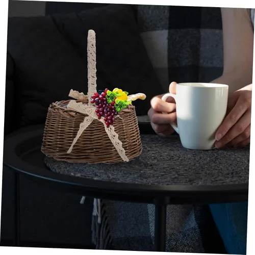 Miniatura 3 de Gadpiparty Cesta de flores de Navidad para decoración de mesa de boda, decoración de macramé, cesta de ratán, bolsa de playa, fruta, decoración