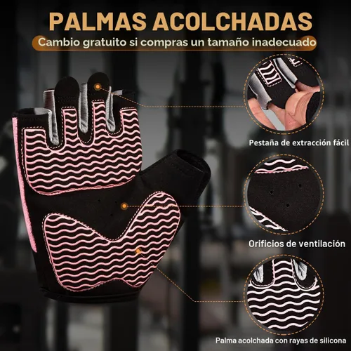Miniatura 2 de sunnex Guantes de entrenamiento para mujer – Guantes de levantamiento de pesas transpirables con acolchado de silicona antideslizante, guantes