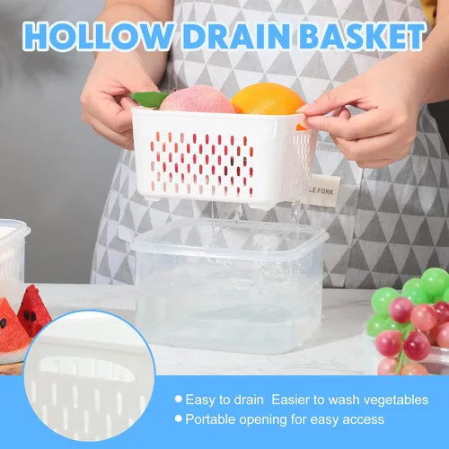 Miniatura 4 de 6 recipientes de almacenamiento de frutas para refrigerador, contenedores de almacenamiento de alimentos, frutas y frutas, frutas y verduras, carne