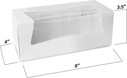 Miniatura 2 de MT Products - Caja blanca de cartón para panadería, auto armable de 9 pulgadas de largo, x 4 pulgadas de ancho x 3.5 pulgadas de alto con ventana
