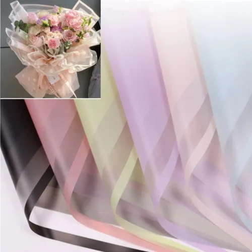 OUKEYI Papel de regalo floral impermeable con borde dorado, 30 unidades, 6 colores, suministros de ramo de floristería, manualidades, embalaje de