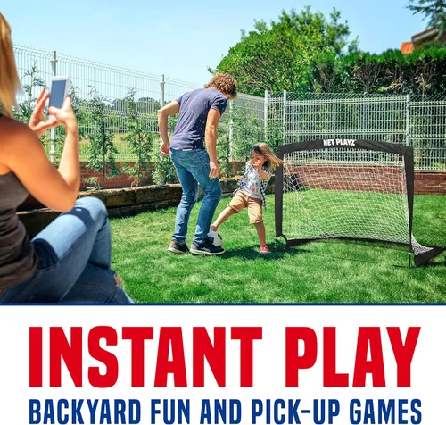Miniatura 2 de NET Playz Soccer Goals Soccer Net - Kids Pop-up Football Goals for Backyard Practice & Training, Portable 4' x 3', Black