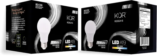 Miniatura 9 de KOR Bombillas LED equivalentes a 100 W, 15 W, 40 K, 1500 lúmenes, blanco frío, 4000 K, no regulables, base estándar A19 E26, 10000 horas de vida