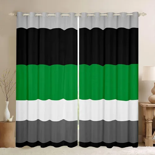 Miniatura 17 de Cortinas opacas de 38 pulgadas de ancho x 45 pulgadas de largo, cortinas opacas de triángulo geométrico naranja, negro, gris claro, cortinas