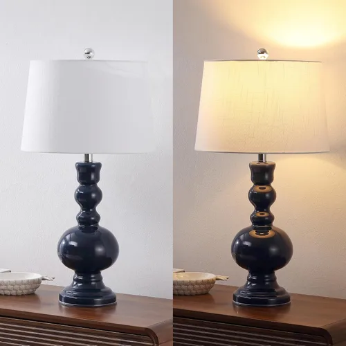 Miniatura 6 de JONATHAN Y Juego de 2 lámparas de mesa de cristal azul marino de 28.5 pulgadas para decoración de sala de estar, dormitorio, lámparas de noche