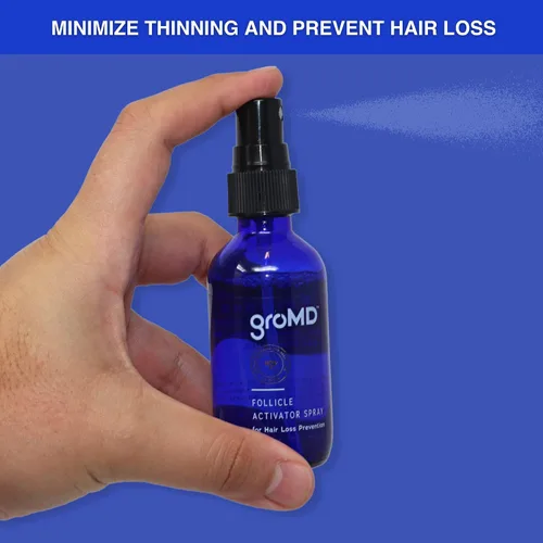 Miniatura 5 de GroMD Folículo activador en aerosol y champú estimulante del crecimiento del cabello y acondicionador – Biotina, aceite de argán, péptidos de cobre