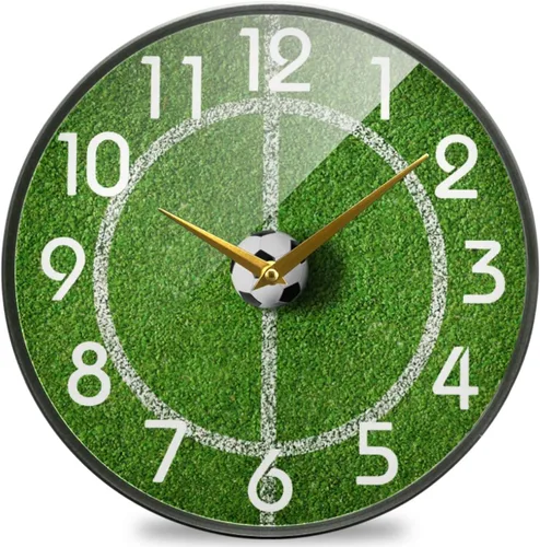 Miniatura 6 de Naanle Reloj de pared redondo con estampado de bandera de la policía estadounidense envejecida, reloj de escritorio analógico silencioso de cuarzo